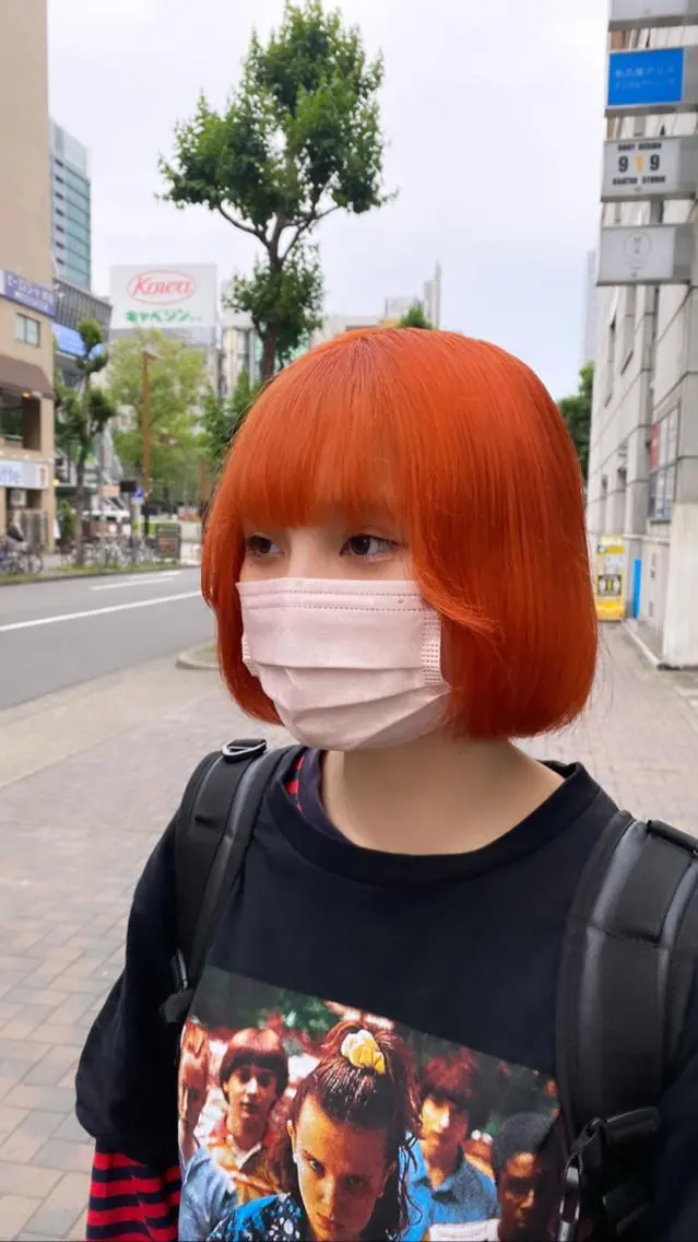 ミディアム カラー オレンジ 髪質改善/ TECHIのヘアスタイル