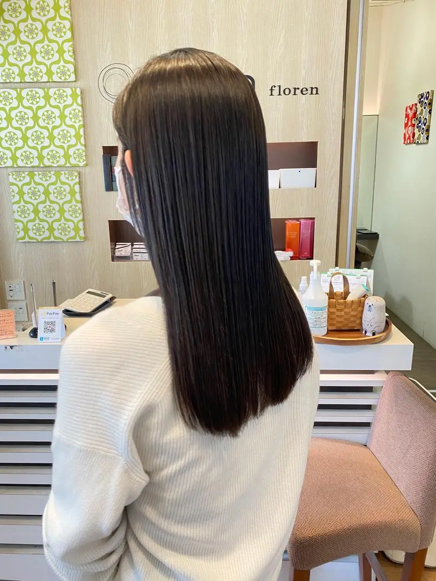 ロング カット 縮毛矯正 ハマベ イクト FLORENのヘアスタイル