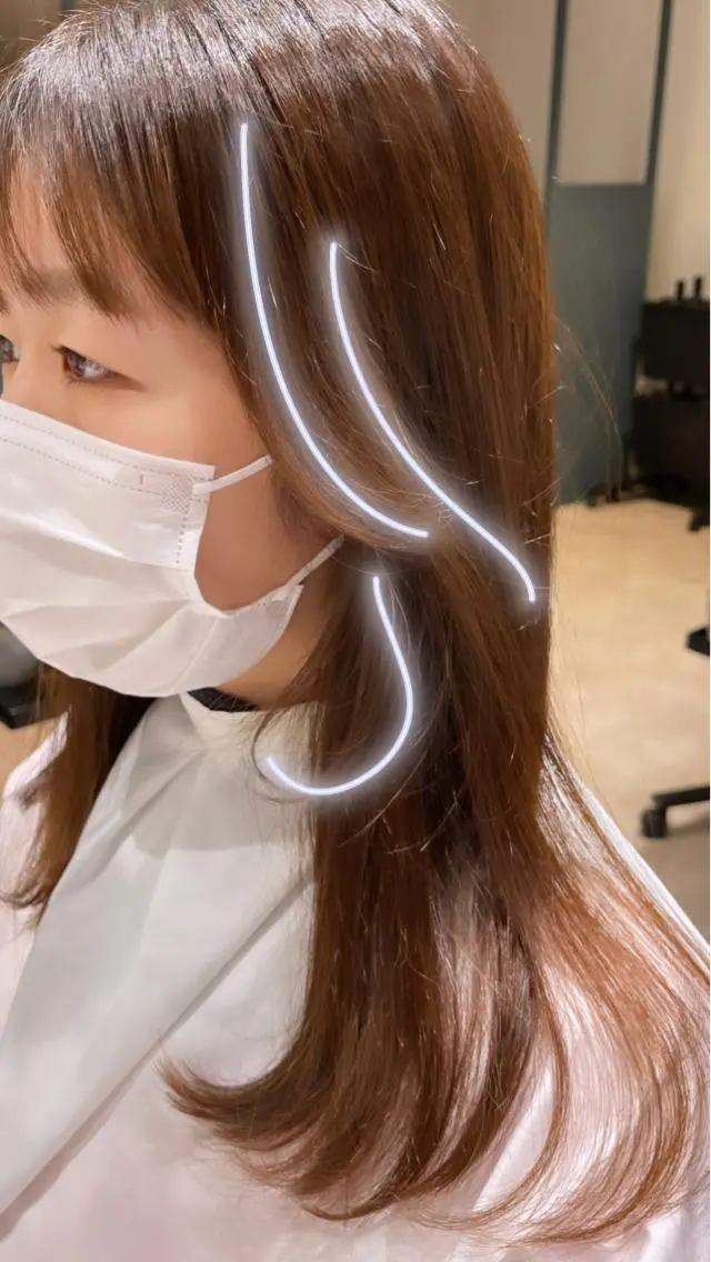 セミロング 顔まわりレイヤー レイヤーカット ano ♡のヘアスタイル