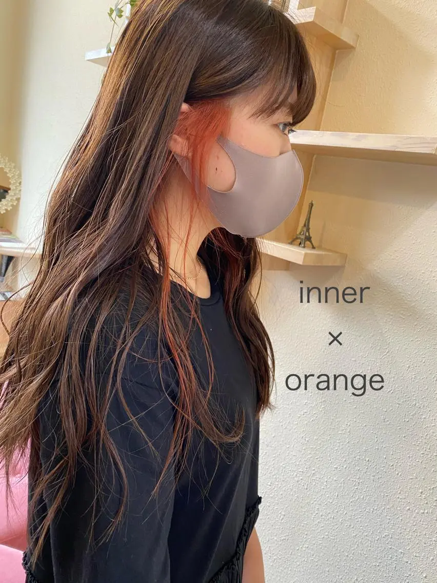 ロング カラー イヤリングカラー インナーカラー 中川 茜里のヘアスタイル