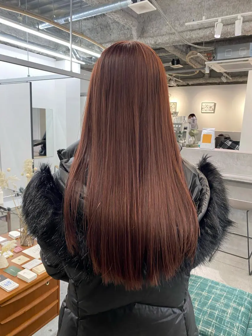 ロング カラー ブラウンカラー ピンクカラー ピンクブラウン トリートメント 顔周りカット/透明感 カラー/rioのヘアスタイル