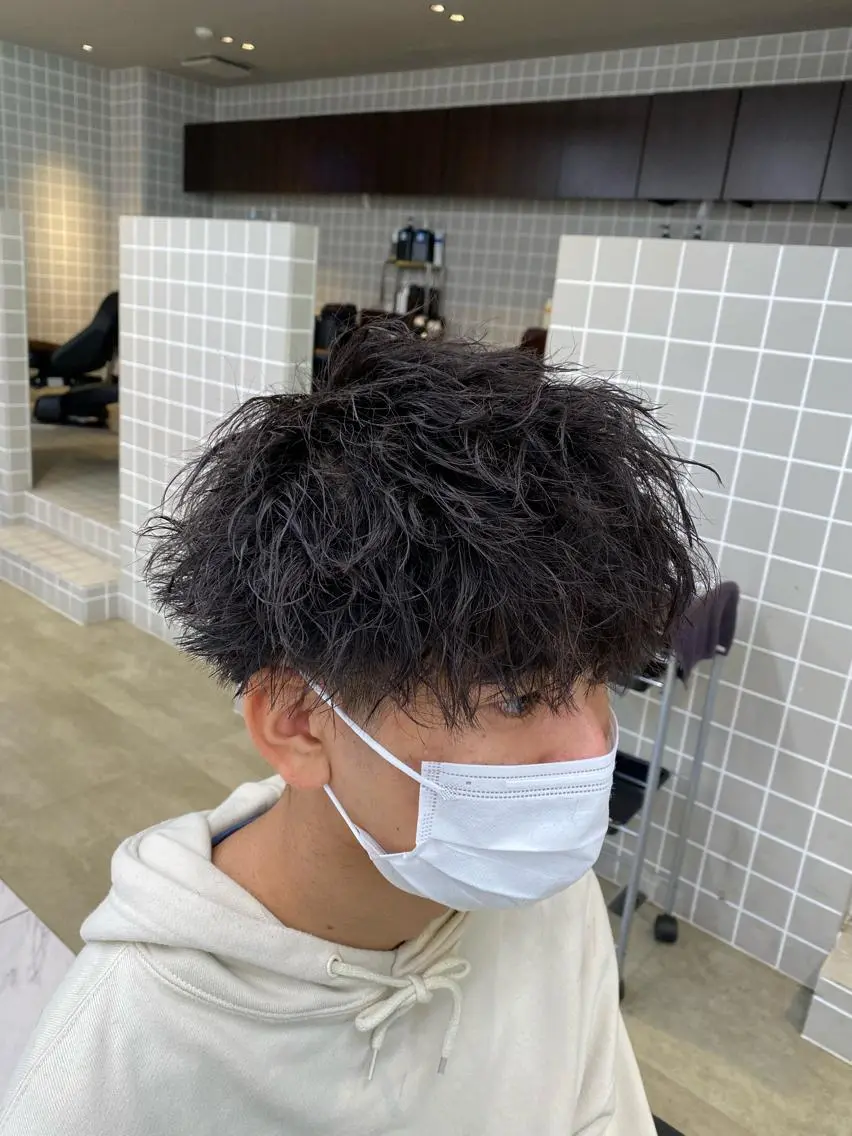 セミロング パーマ ヘアアレンジ メンズ メンズ特化 水口湧太のヘアスタイル