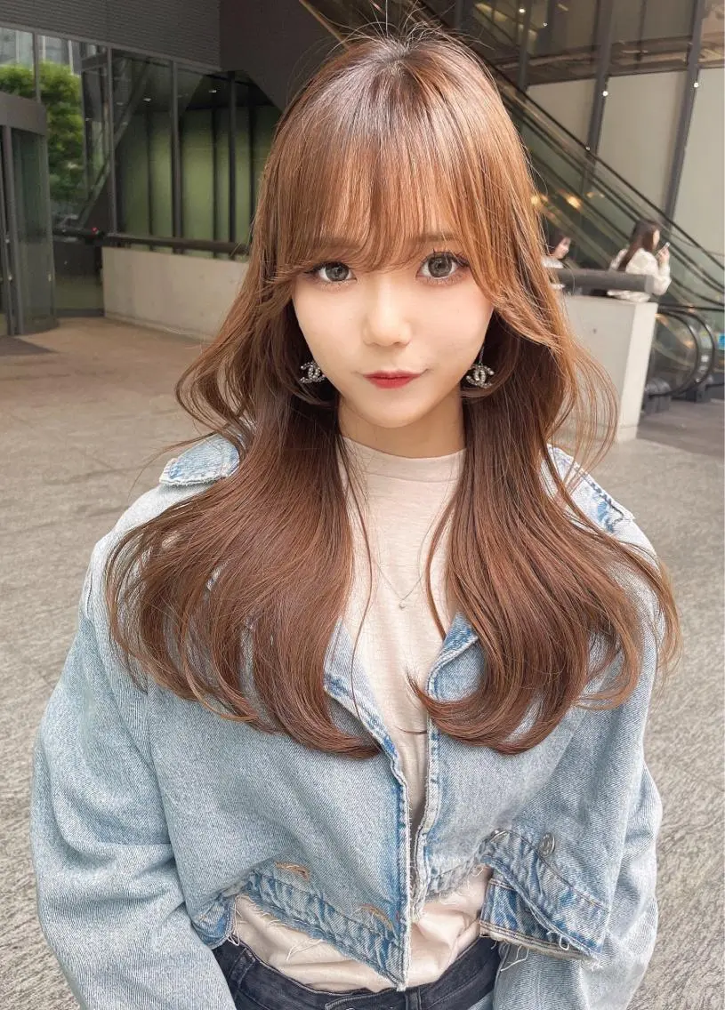 セミロング カラー ベージュカラー 黒髪 ブリーチ ブルーカラー ブルーブラック カット ヘアカラー トリートメント 木屋元一/透明感 /前髪/レイヤーのヘアスタイル