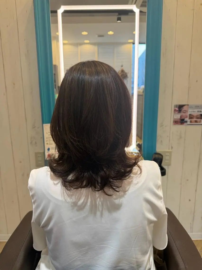 セミロング パーマ カラー レイヤー　髪質改善 ｆｉｔｉ横須賀中央のヘアスタイル