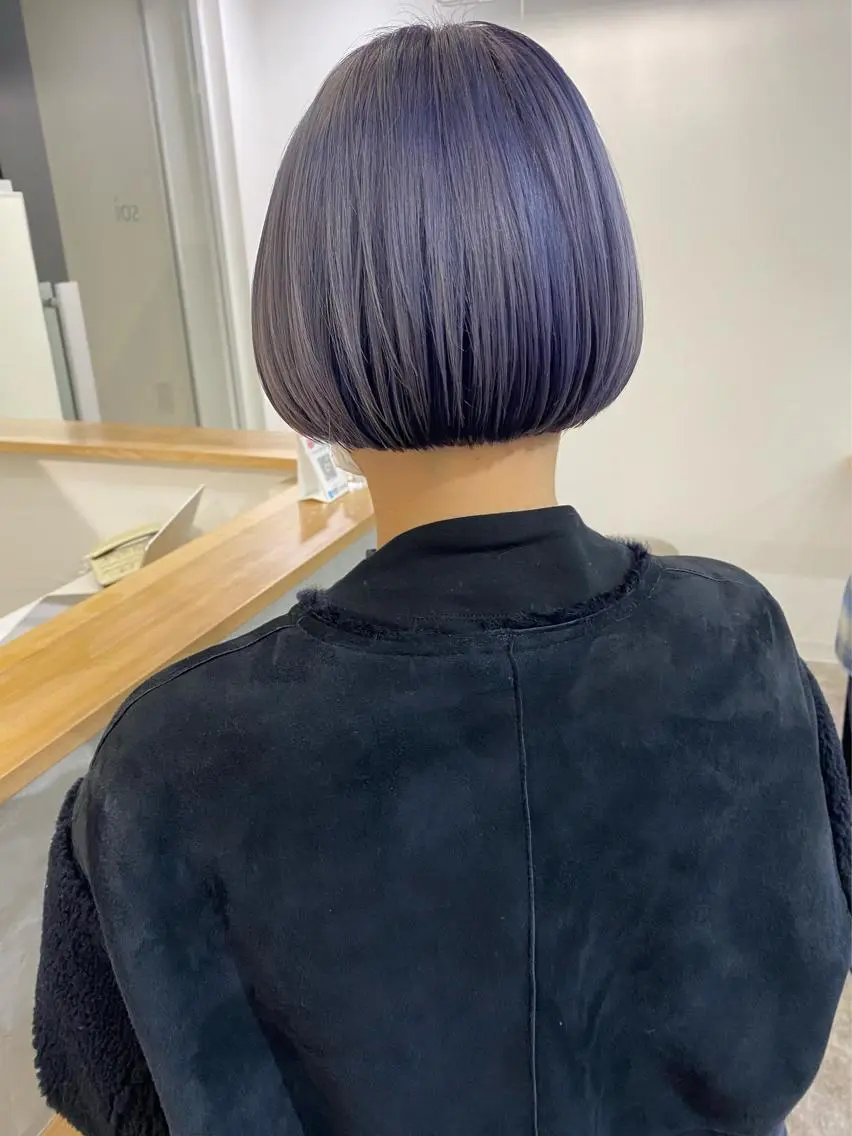 ショート カラー パープルカラー ボブ ヘアカラー 森貴裕/ベージュ/ パーマ/オリーブのヘアスタイル