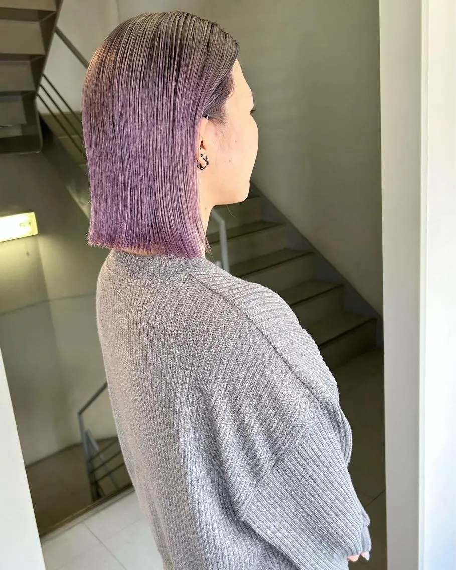 ショート カラー パーマ ヘアアレンジ グラデーションカラー デザインカラー/ボブ ブリーチカラー/ユリのヘアスタイル