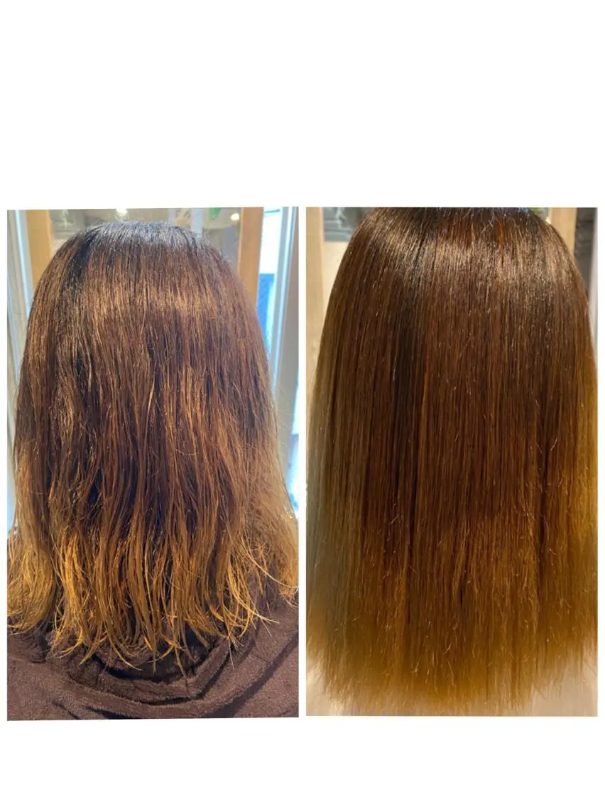 セミロング カット 縮毛矯正 トリートメント ヘアセット 透明感ブリーチ ハイトーンウエダのヘアスタイル