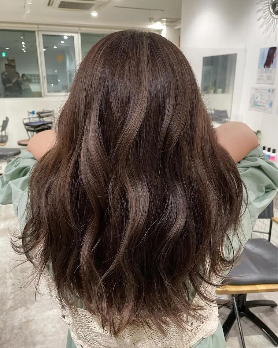 ロング ハイライト ヘアカラー 京都美容師 塩のヘアスタイル