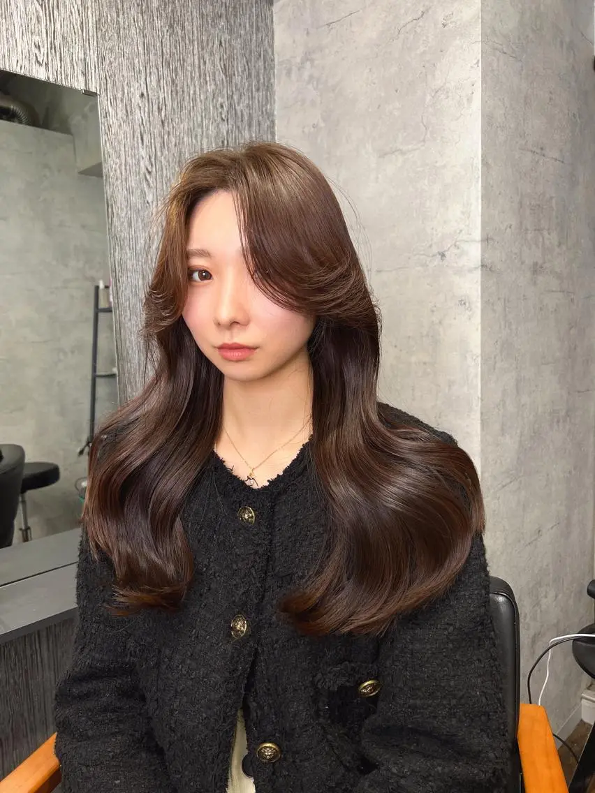 ロング カラー パーマ ヘアアレンジ メンズ キッズ ネイル マツエク・マツパ アイブロウ レイヤー／顔周り 韓国ヘア森田和貴のヘアスタイル