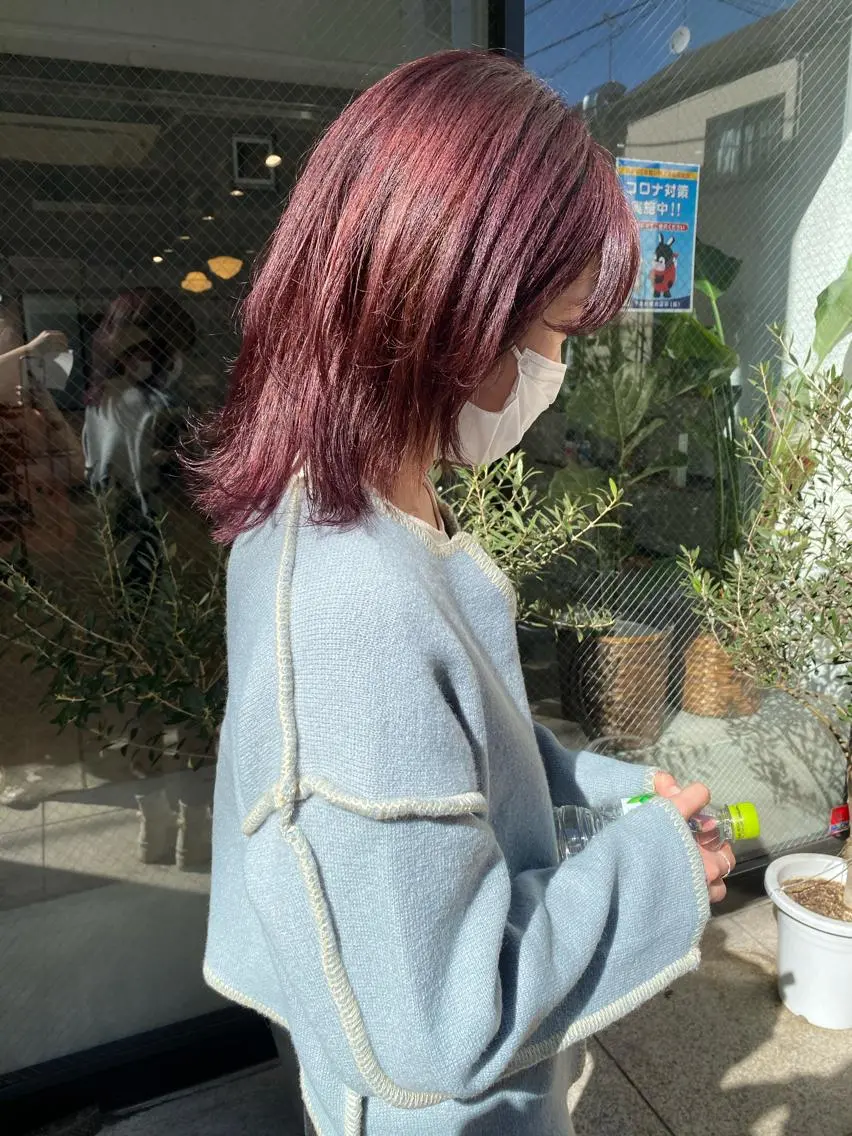 ロング カラー パーマ ヘアアレンジ ピンクカラー パープルカラー パーマスタイル🔅 sayacaのヘアスタイル