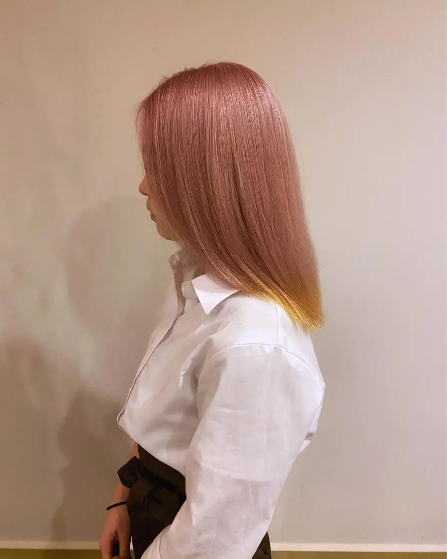 ミディアム カラー ピンクカラー イエローカラー 太田 康治のヘアスタイル
