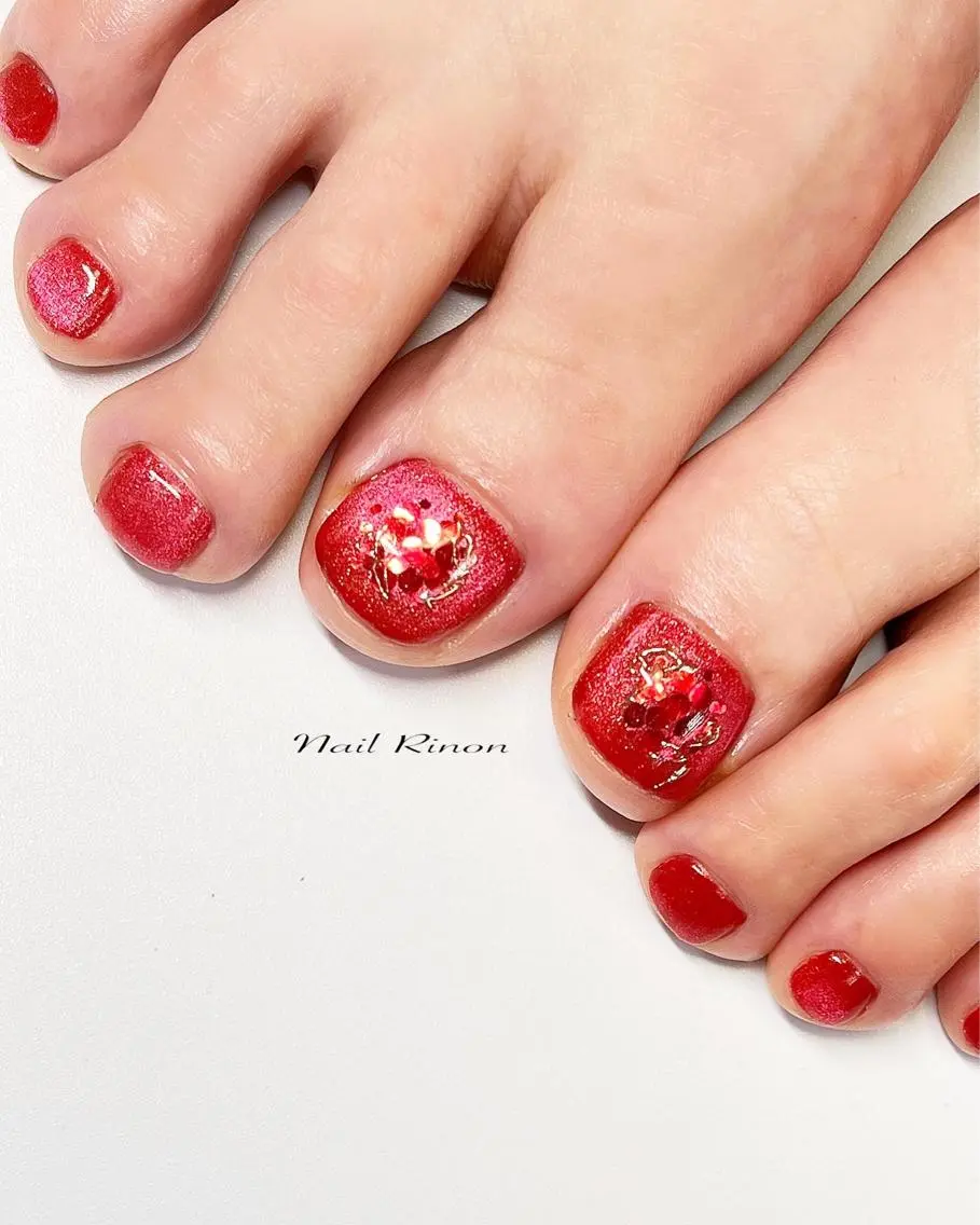 ネイル マグネットネイル フットネイル Nail Rinonのネイルデザイン