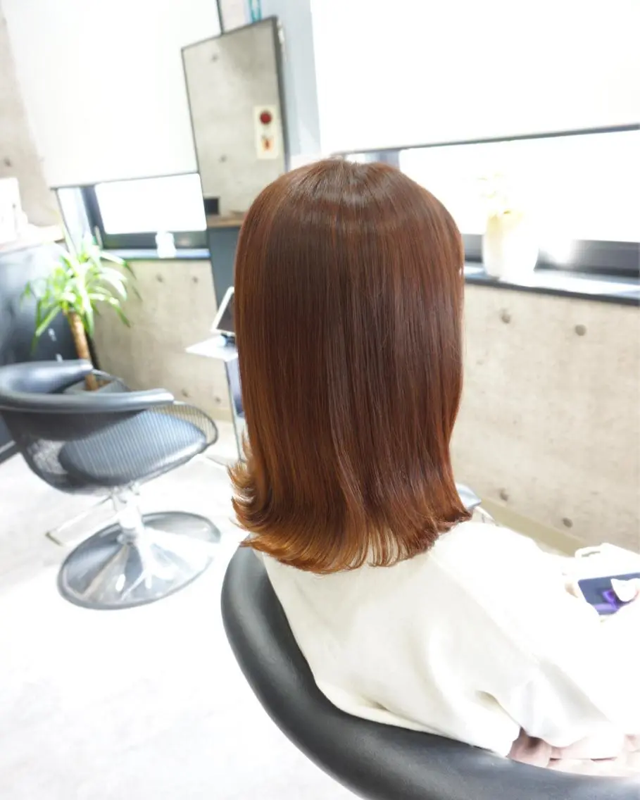ミディアム カット 縮毛矯正 トリートメント 羽田 hadaのヘアスタイル