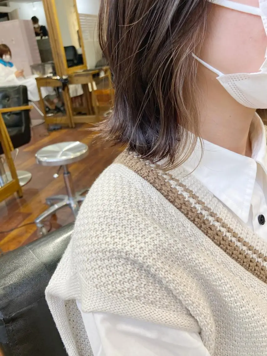 ミディアム カラー ベージュカラー ブリーチ ミルクティーベージュ カット ヘアカラー 小木曽智美 /ボブ/ショートのヘアスタイル