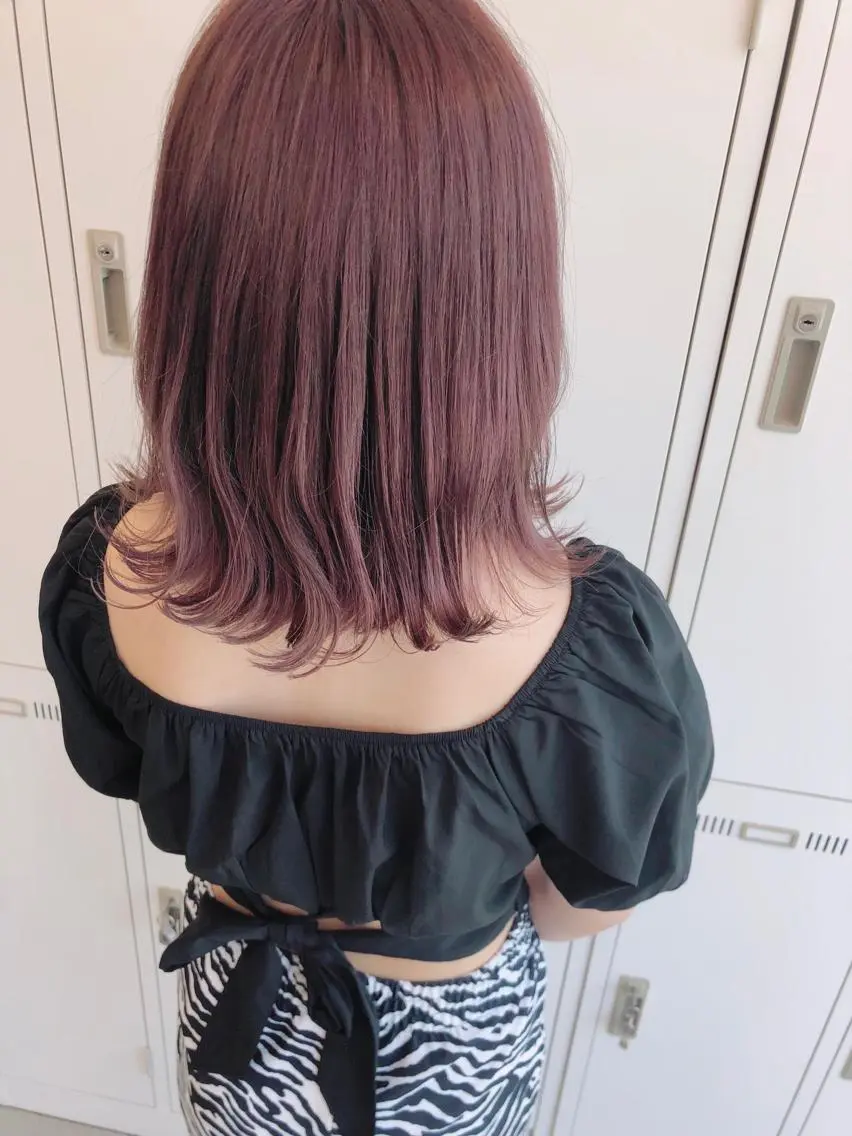 ミディアム カラー ピンクカラー バイオレットカラー Saori / ボブ /顔周り/カラー🎀のヘアスタイル