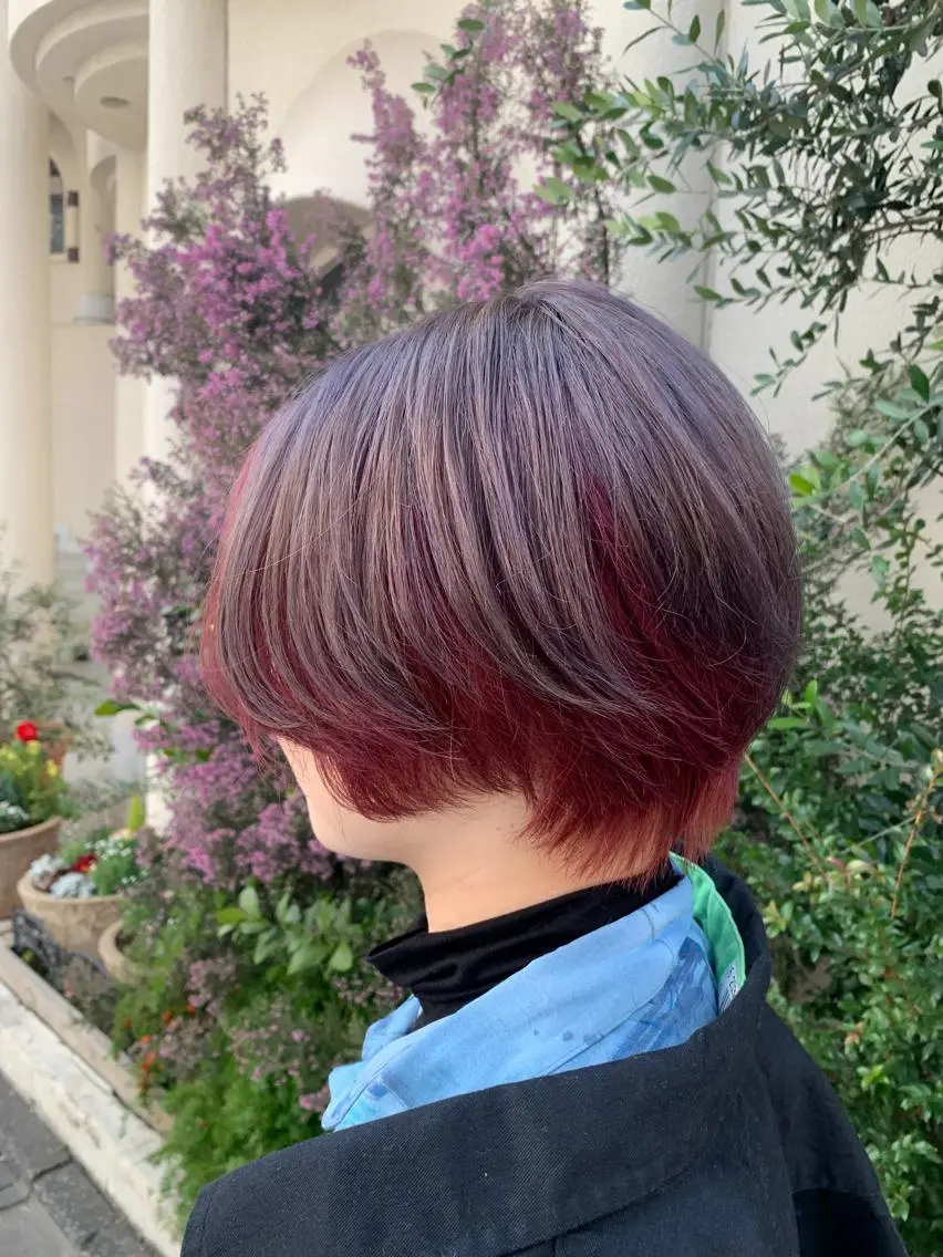 ショート カラー インナーカラー ショートヘア 色落ちまでキレイに！ ！女性サロンのヘアスタイル