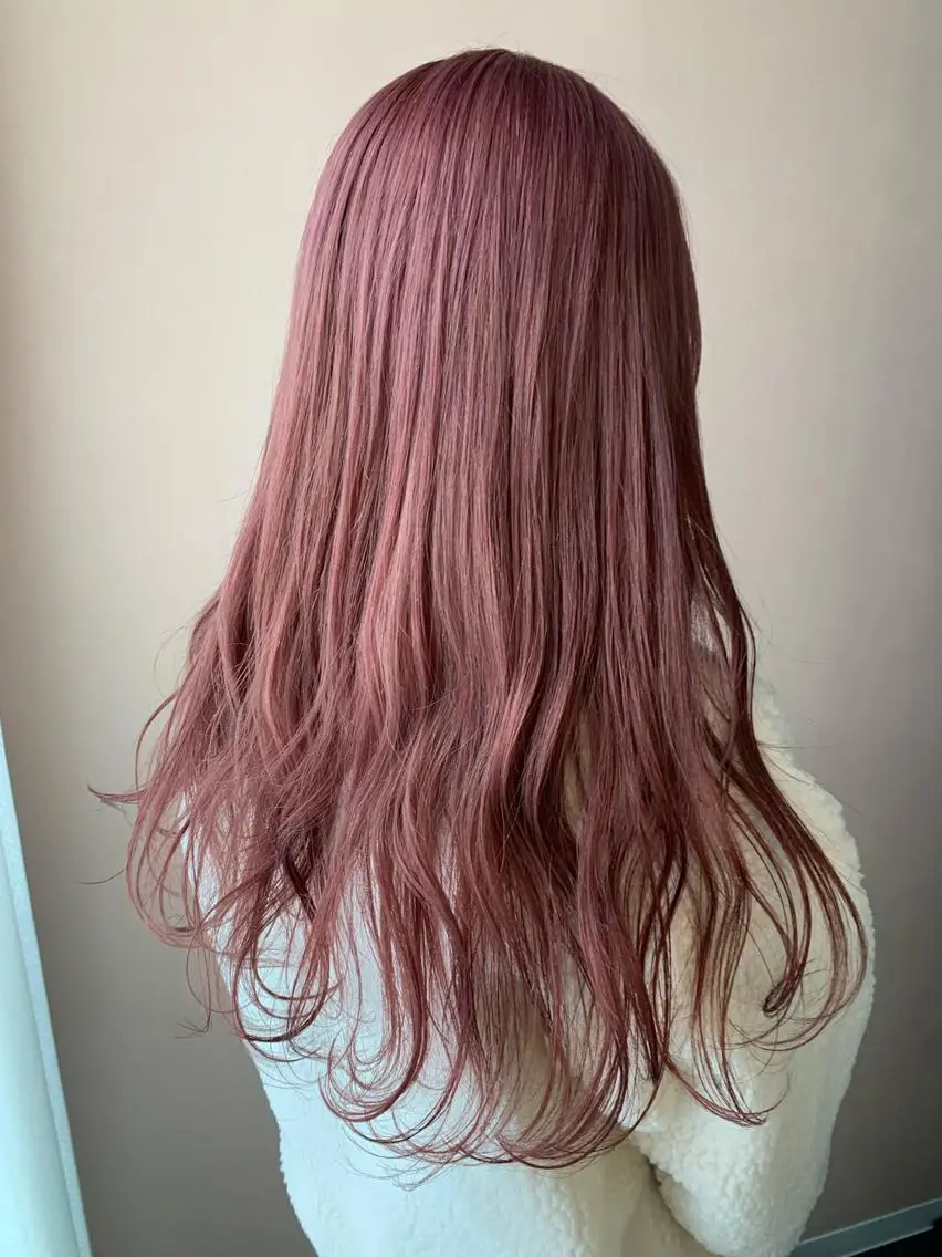 ロング カラー ブリーチ ラベンダーカラー ラベンダーピンク ピンクカラー カット ヘアカラー トリートメント hubhair レイヤー/透明感のヘアスタイル