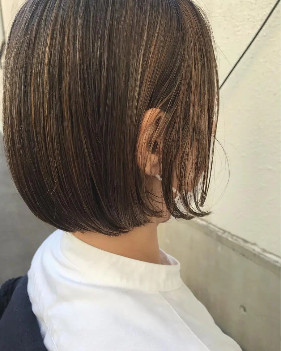 ミディアム ハイライト カット ヘアカラー トリートメント ayane⭐️ボブ・ ショート・パーマのヘアスタイル