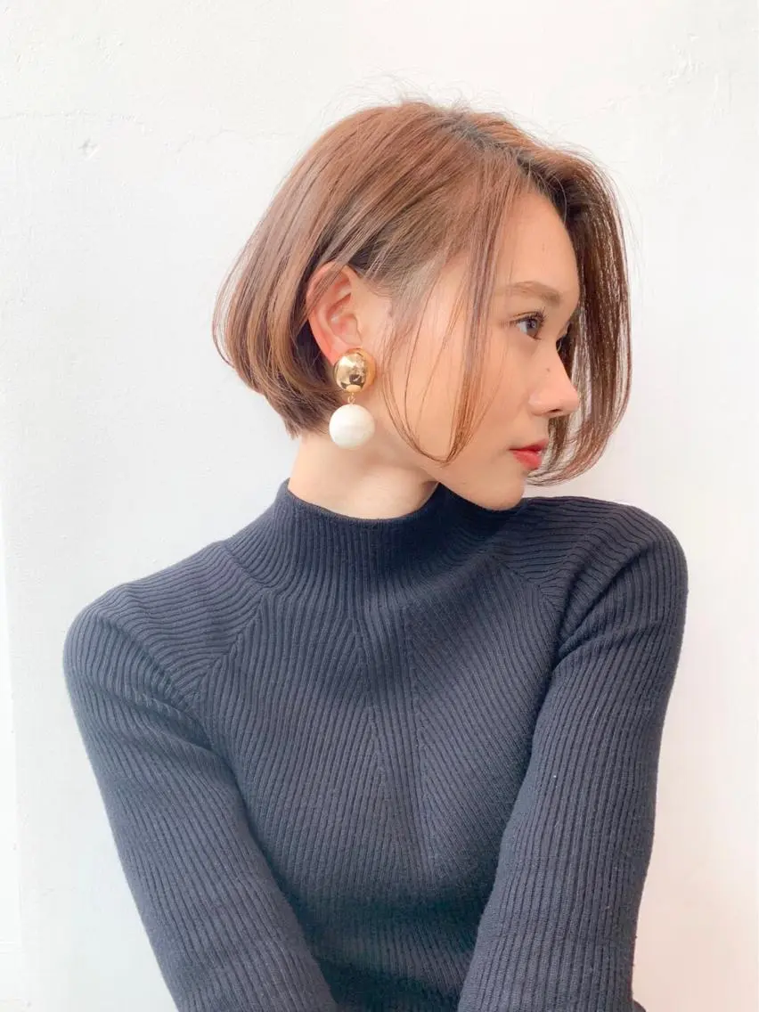 ショート カラー パーマ ヘアアレンジ レイヤーボブ/ボブ 仲川和人のヘアスタイル