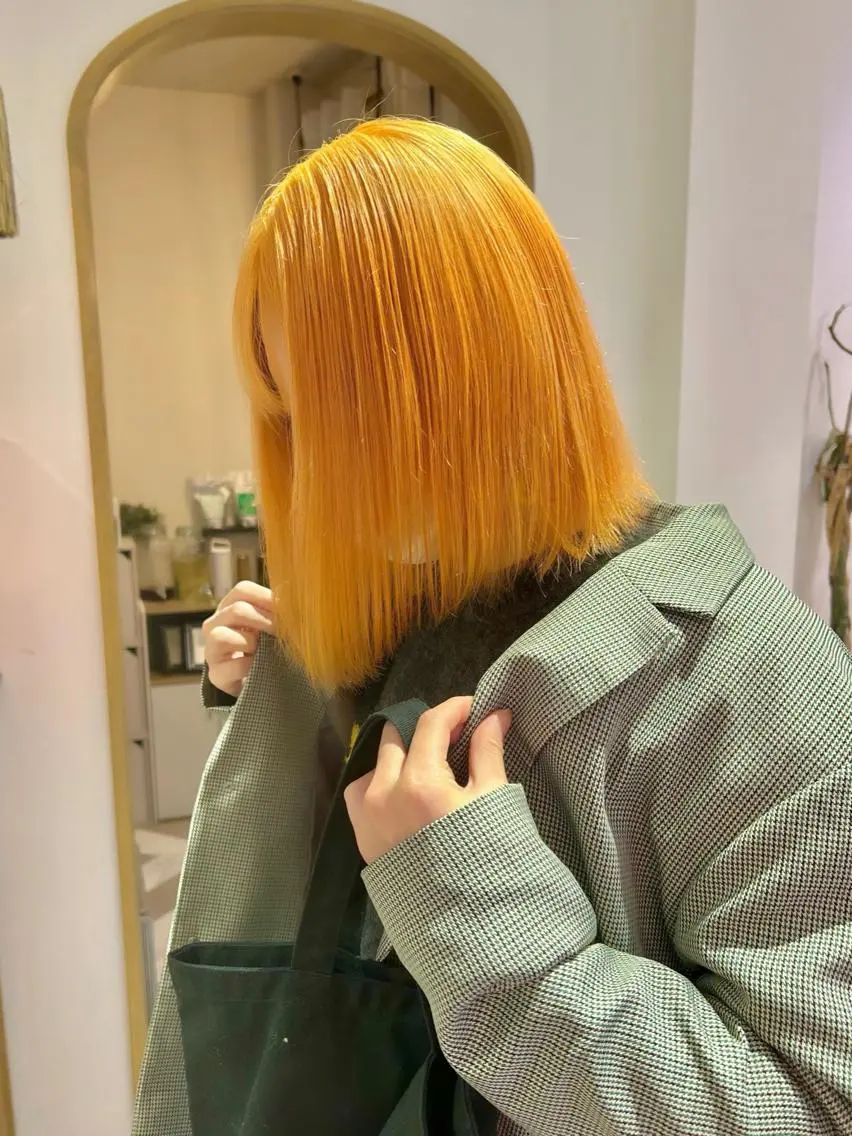 ミディアム カラー ヘアアレンジ ワンレンボブ ショートボブ アッシュ バレイヤージュ ベージュカラー 髪質改善【縮毛矯正】 北千住 田邉 澪のヘアスタイル