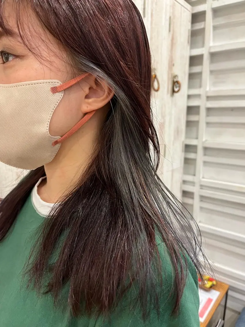 ロング カラー ブラウンカラー イヤリングカラー ピンクカラー ピンクブラウン シルバー ヘアカラー 🟢NEGi🟣 🫧髪質改善のヘアスタイル
