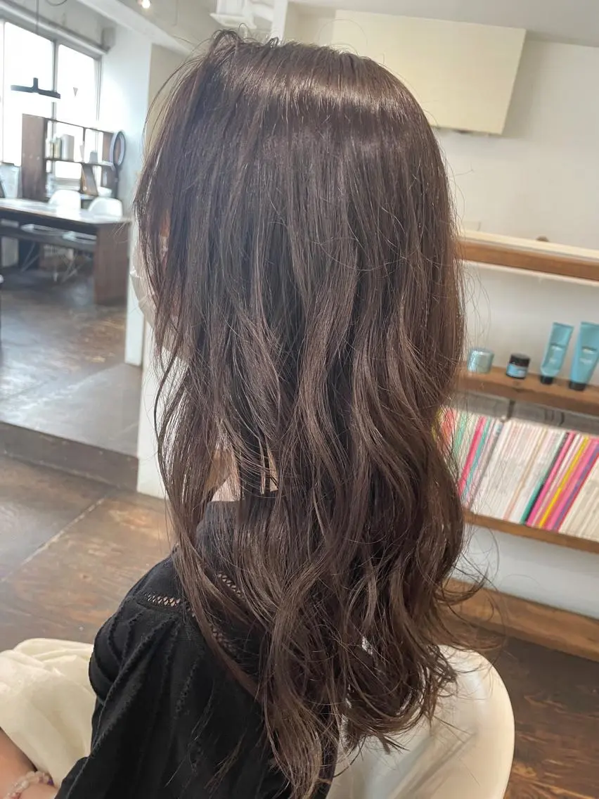 ロング カラー グレージュ ラベンダーカラー ラベンダーグレージュ ラベンダーグレー ヘアカラー トリートメント 韓国風◎　田中 勇也のヘアスタイル