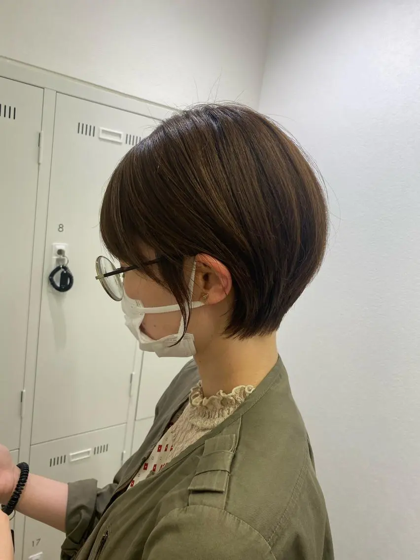 ショート 丸みショート ショートヘア 長妻莉央/縮毛矯正 髪質改善カラーのヘアスタイル