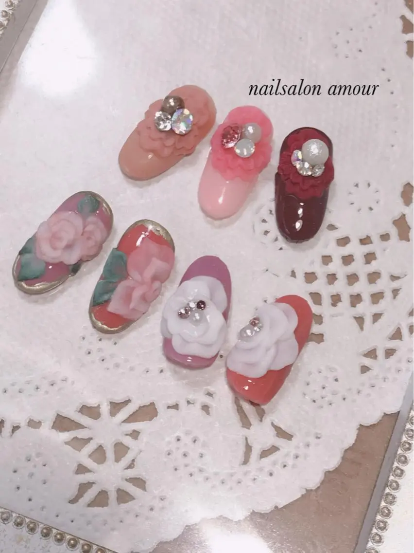 ネイル フラワーネイル nailsalon ♡amour♡のネイルデザイン