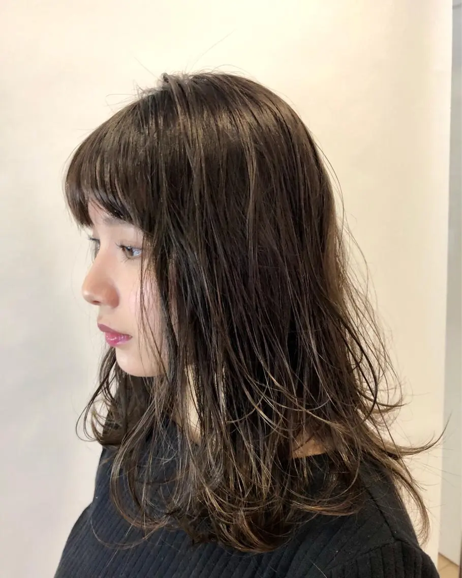 ミディアム カラー パーマ 透明感カラー* レイヤー/清水大地のヘアスタイル