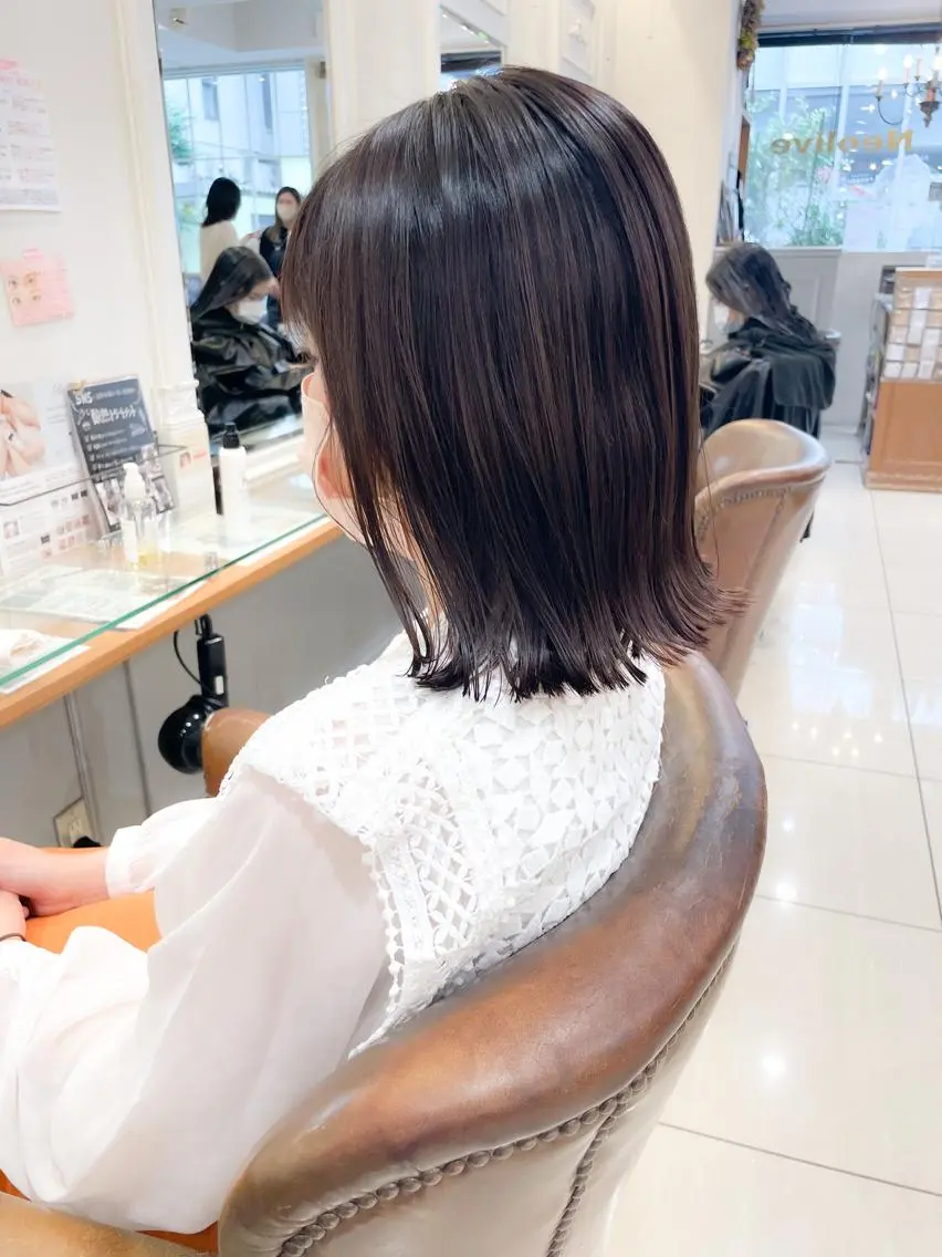 ミディアム カラー 切りっぱなしボブ グレージュ ボブ カット ヘアカラー ✨カラー支持No.1 🧸ワキ カナコ🧸のヘアスタイル