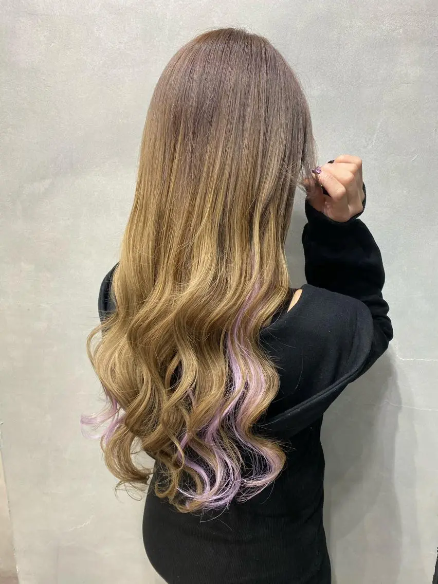 ロング カラー ヘアアレンジ ショートボブ シールエクステ バレイヤージュ 透明感カラー デザインカラー FAAM Tsuneのヘアスタイル