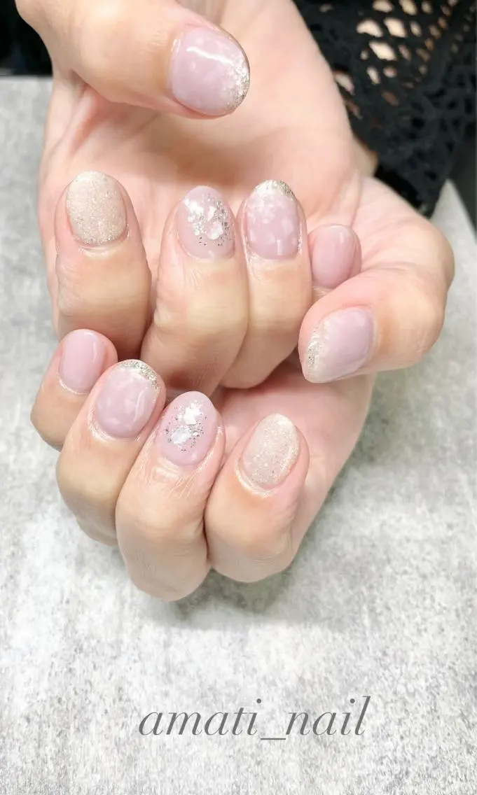 ネイル フレンチネイル ミラーネイル ニュアンスネイル ワンカラーネイル 春ネイル ハンドネイル amati_nail TAKAKOのネイルデザイン