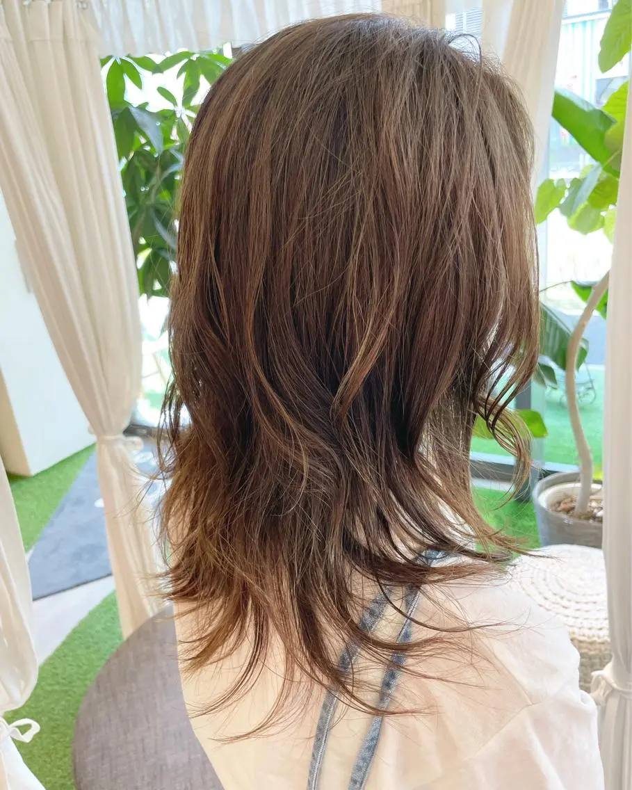 セミロング アッシュ 韓国風レイヤーカット 🇰🇷❕モカのヘアスタイル