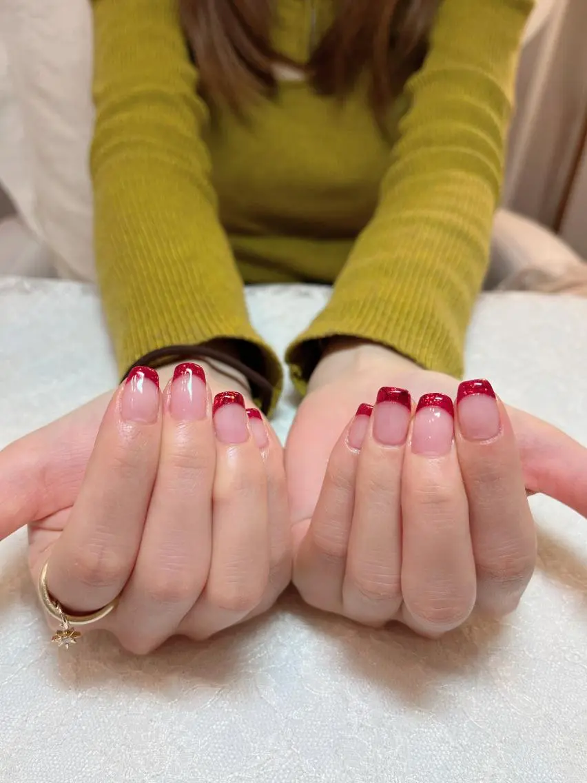 ネイル クリアネイル フレンチネイル ホログラムネイル キラキラネイル ラメ(グリッター) ハンドネイル aoi nailのネイルデザイン