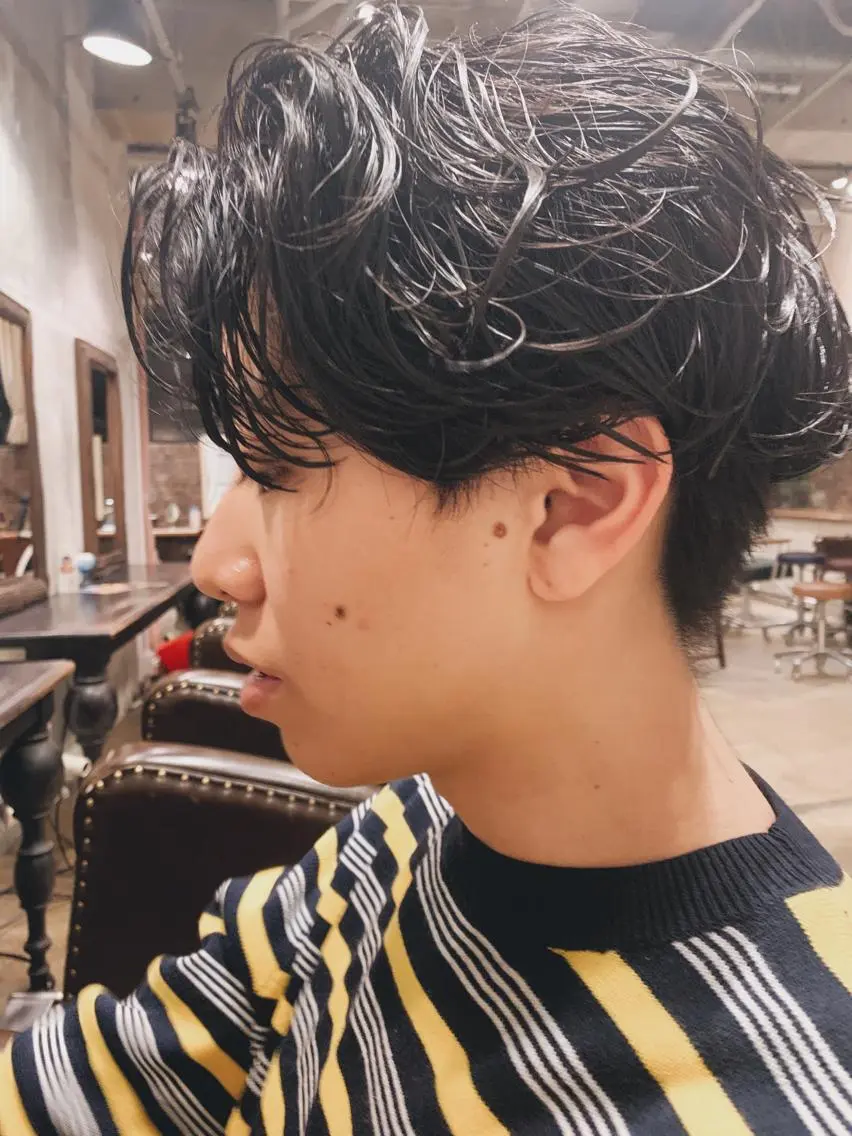ショート パーマ メンズ ボブパーマコテ巻き風 パーマNo1深江秀平のヘアスタイル