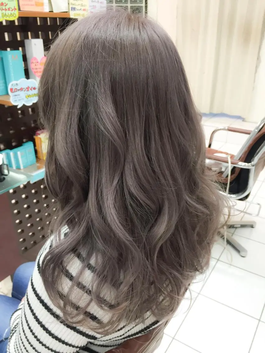 セミロング カラー グレージュ モテ髪透明感❤️ デイズヘアカラーのヘアスタイル