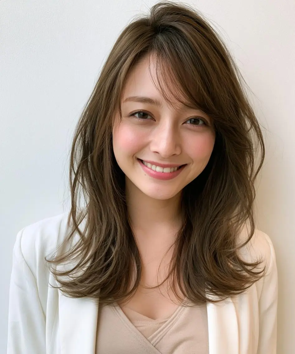 セミロング レイヤーカット シースルーバング カット ヘアカラー 【白髪の救世主/ メンズパーマ】Seiのヘアスタイル