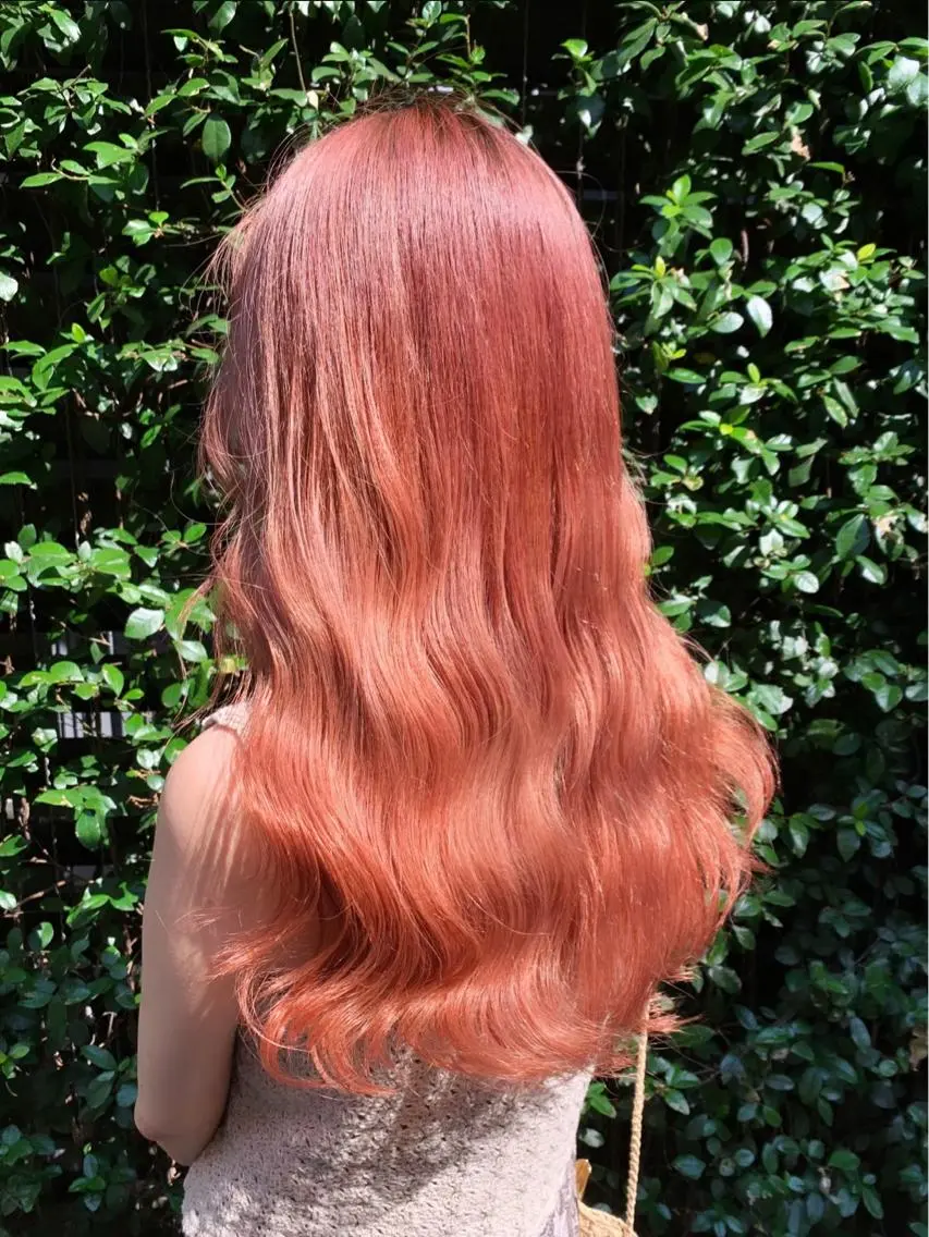 ロング カラー ブリーチ ピンクカラー 大竹 涼のヘアスタイル