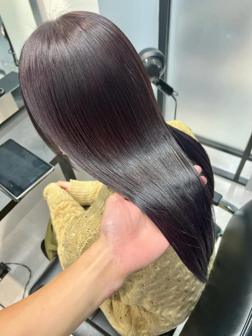 ロング カラー ラベンダーカラー ピンクカラー ピンクラベンダー 縮毛矯正 縮毛矯正　野口 恵のヘアスタイル