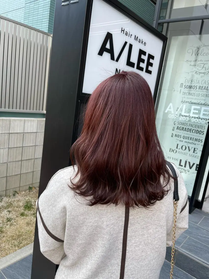セミロング カラー ブリーチ ブラウンカラー ダブルカラー ブリーチなしカラー ピンクカラー カット ヘアカラー 久保田 千尋のヘアスタイル