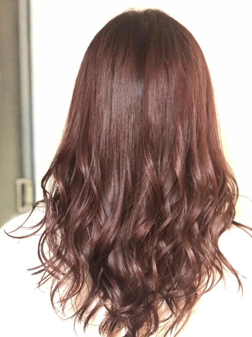 セミロング ピンクブラウン ヘアカラー トリートメント 縮毛矯正の達人 ☆ 松本のヘアスタイル