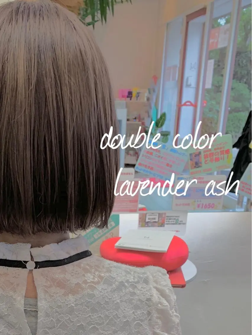 ショート カラー アッシュ ダブルカラー ラベンダーカラー ラベンダーアッシュ ヘアカラー GLAD 萩原のヘアスタイル