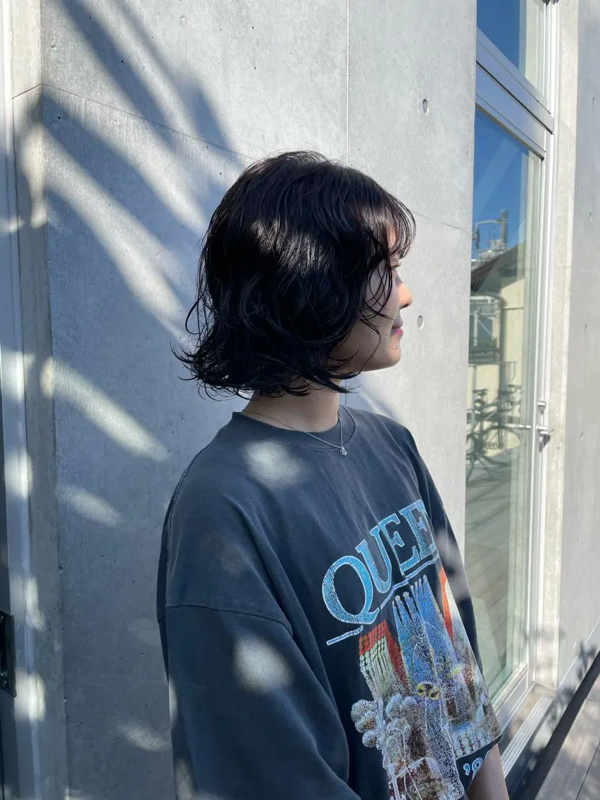 ミディアム パーマ カット パーマ 佐伯 和佳のヘアスタイル
