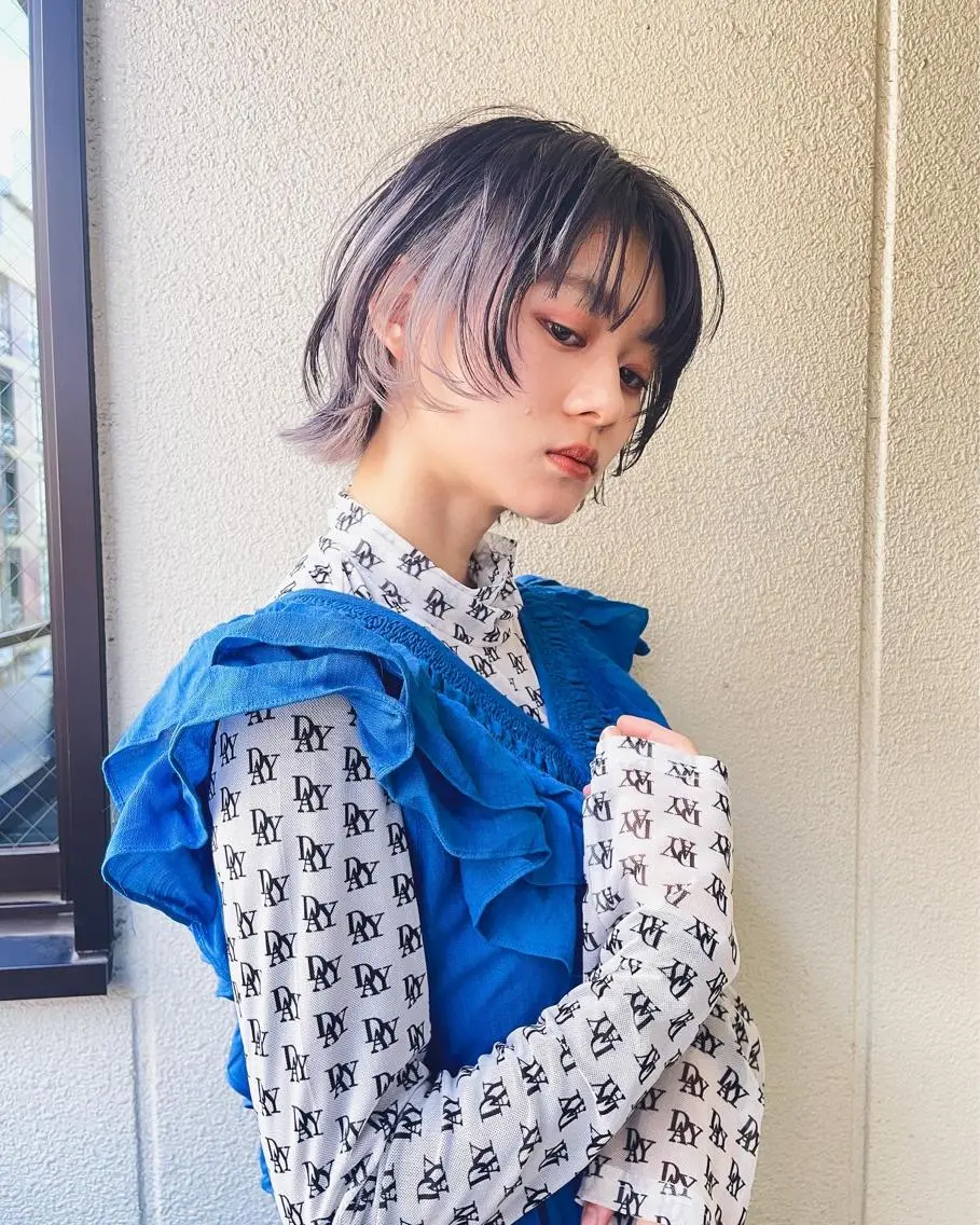 ショート カラー インナーカラー ショートヘア ウルフカット カット ヘアカラー トリートメント ハイトーン/レイヤー /ウルフ⭐️永田⭐️のヘアスタイル