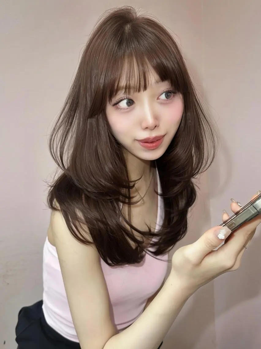 セミロング カラー ベージュカラー ブリーチ 透明感カラー ブリーチなしカラー オリーブカラー ヘアカラー トリートメント 𝑴𝑶𝑲𝑨渋谷 トレンド韓国ヘア🩷のヘアスタイル