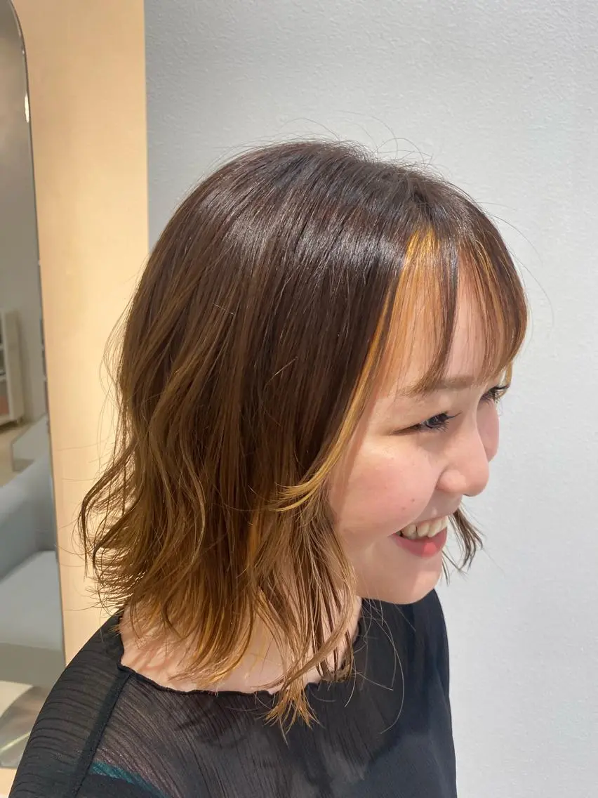 ミディアム カラー ヘアカラー 河原町/艶髪/西田 晴香のヘアスタイル