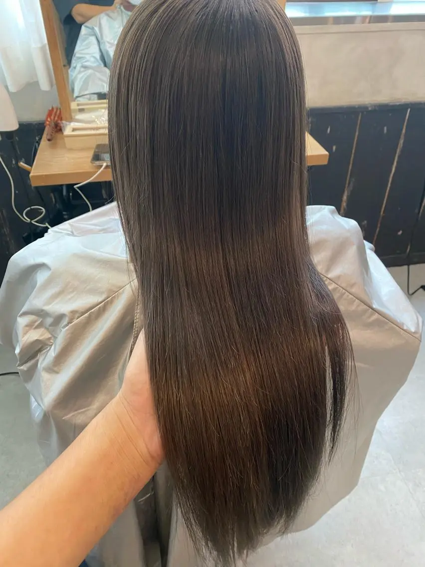 ロング カラー アッシュ バレイヤージュ ミストバング ブリーチ フェイスフレーミング 綺麗な髪質にしたい方 限定🌈清水 祥のヘアスタイル