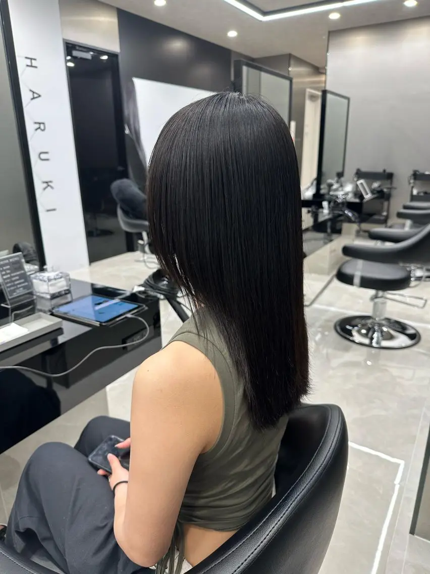 セミロング パーマ 縮毛矯正 ✨【髪質改善/縮毛 矯正】✨ゆうほのヘアスタイル