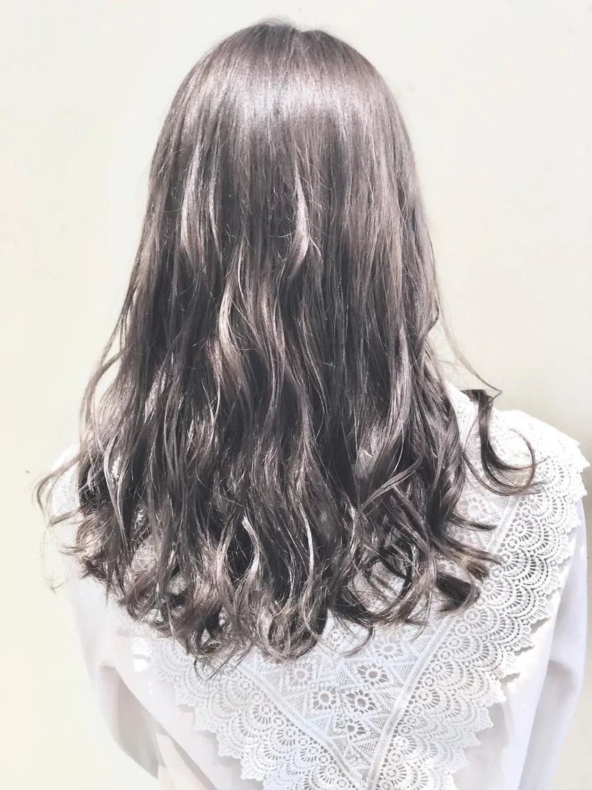 セミロング カラー パーマ ヘアアレンジ セミロングパーマ アッシュ バレイヤージュ 黒髪 ブリーチ 【ツヤ髪美容師】 ツダケイスケのヘアスタイル