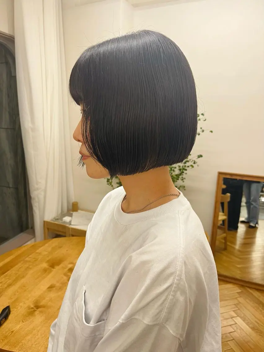 ショート カラー 黒髪 ボブ 西山 紗耶香🪽 透明感カラー/ボブのヘアスタイル